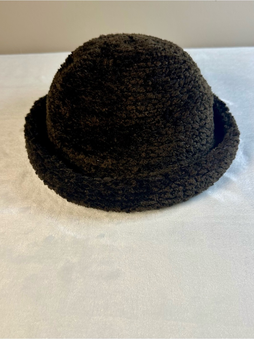 Vintage Platania Women’s Knit Brown Bucket Bowler Hat Made in Italy Winter Warm
